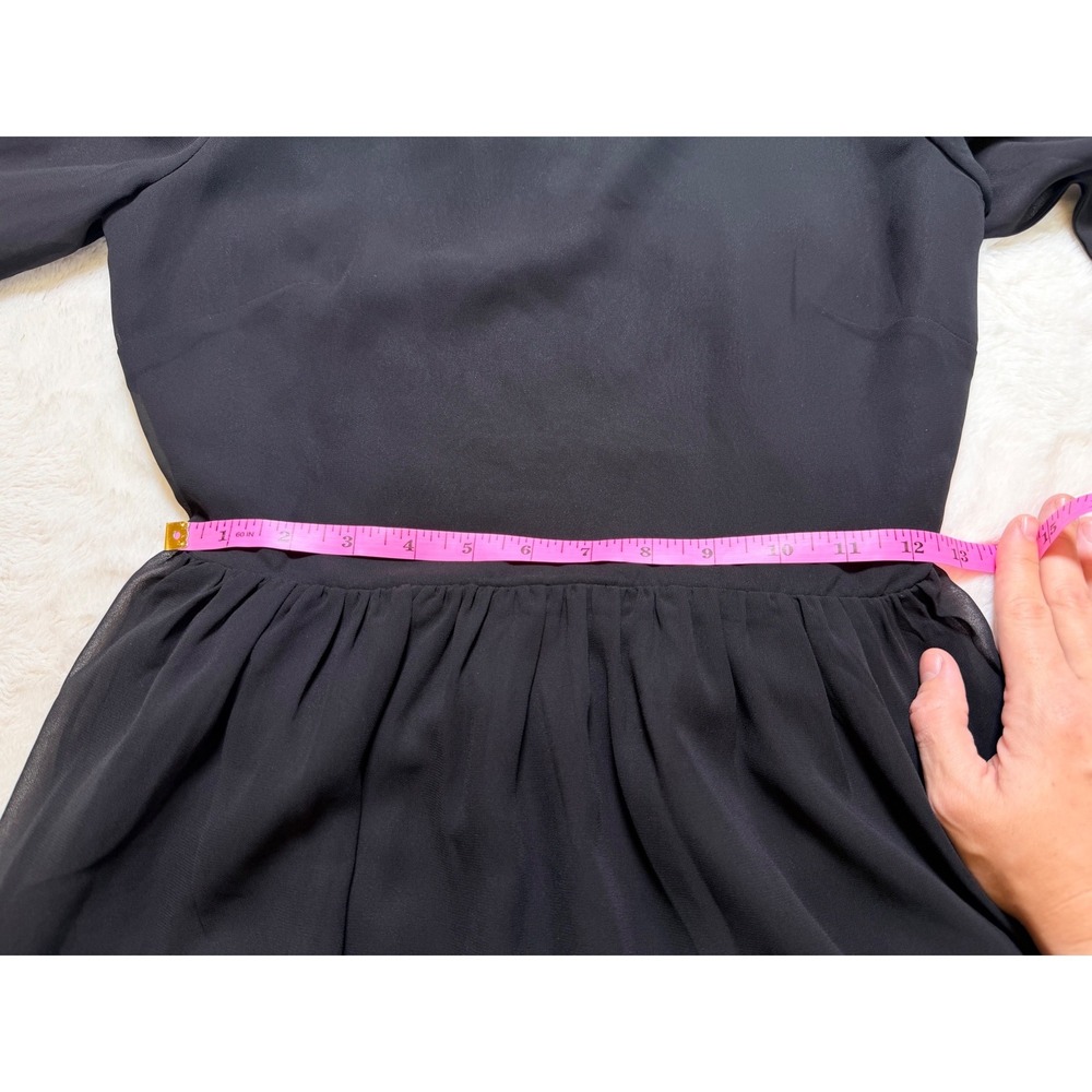 Lovers + Friends Allister Mini Dress Open Back Sheer Long Sleeve Ruffle Hem - Picture 10 of 12